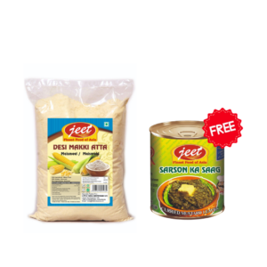 JEET DESI MAKKI ATTA 5KG (CORNMEAL) + Free Jeet Sarson ka Saag 850gr