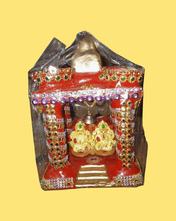 Color Mandir Red Colour Golden Pillar - Ganesh & Laxmi