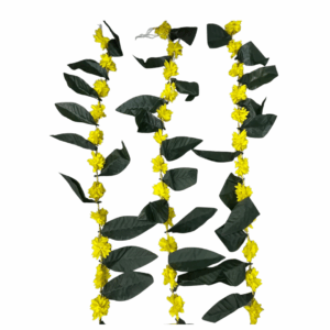 Plastic Yellow Flower with Leaves Latkan