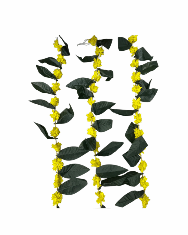 Plastic Yellow Flower with Leaves Latkan