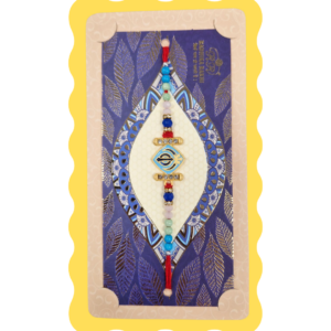 Premium Khanda Symbol Rakhi Stone and Beaded