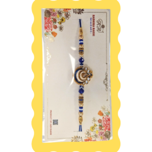 Premium Royal Peacock Blue Chandbali Rakhi