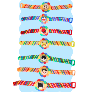 Kids Cartoon Rakhi Band with Colour Stripes  pattern